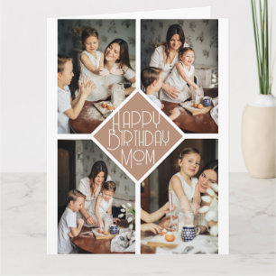 Einfache Modern Happy Geburtday Mama Foto Collage Karte