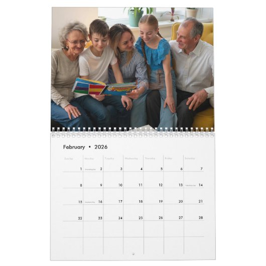 Einfache moderne 14-Fotos-Familie 2025 Kalender (Feb 2026)