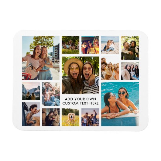 Einfache moderne 15-Foto Collage Magnet (Horizontal)