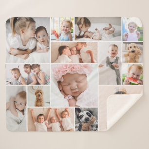 Einfache moderne 15-Foto Collage Sherpa Blanket (M Sherpadecke