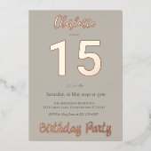 Einfache moderne 15. Geburtstagsparty Folieneinladung (Vorderseite)