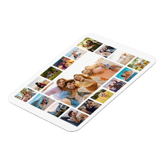 Einfache moderne 17-FotoCollage Magnet (Linke Seite)