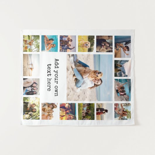 Einfache moderne 17-FotoCollage Wandteppich (Vorderseite (Horizontal))