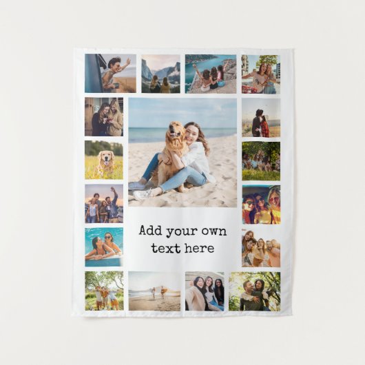 Einfache moderne 17-FotoCollage Wandteppich (Vorderseite)