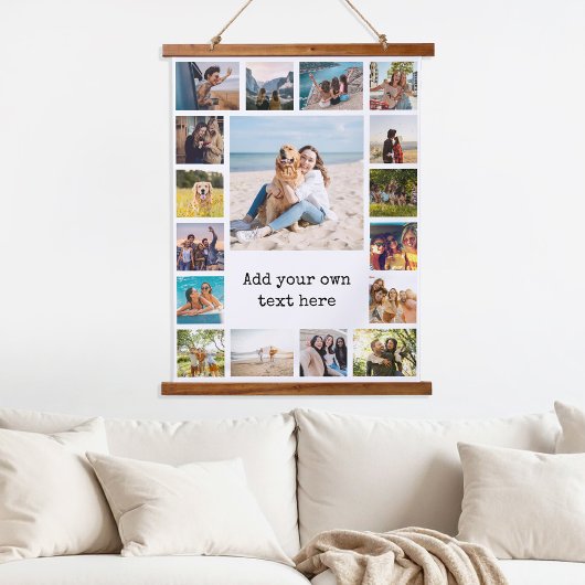 Einfache moderne 17-FotoCollage Wandteppich Mit Holzrahmen