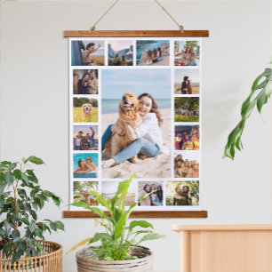 Einfache moderne 17-FotoCollage Wandteppich Mit Holzrahmen