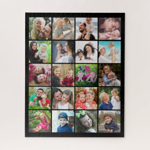 Einfache moderne 20 Instagram Foto Collage Schwarz Puzzle