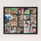 Einfache moderne 20 Instagram Foto Collage Schwarz Puzzle (Horizontal)