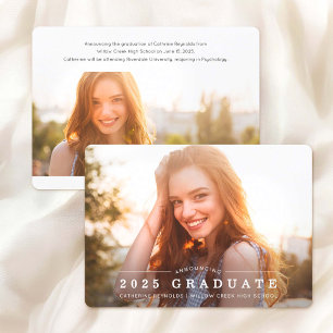 Einfache moderne 2-Foto-Abschlussanzeige Einladung