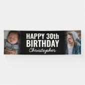 Einfache Moderne 2 Foto Script Happy Birthday Part Banner (Horizontal)