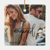 Einfache Moderne 2 Foto Unser erstes Weihnachtsfes Keramikornament (Rückseite)