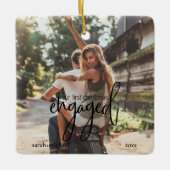 Einfache Moderne 2 Foto Unser erstes Weihnachtsfes Keramikornament (Vorderseite)