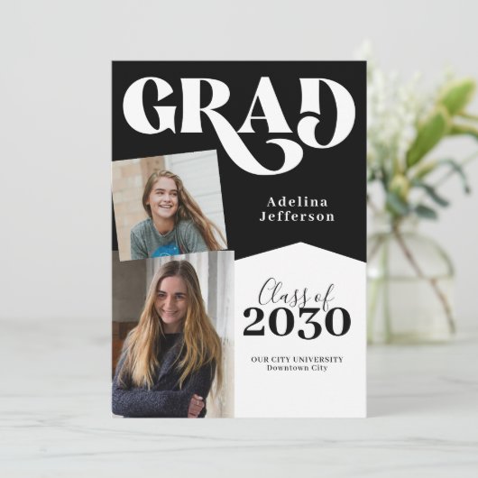 Einfache moderne 2-Graduierte Fotos Schwarzer Absc Ankündigung (Stehend Vorderseite)