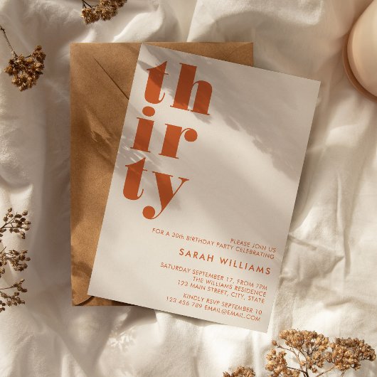Einfache Moderne 30. Geburtstag Einladung