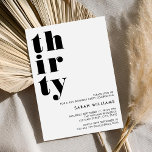 Einfache Moderne 30. Geburtstag Einladung<br><div class="desc">Einfache,  elegante 30. Geburtstagseinladung mit kühner Typografie und minimalistischem Design.</div>