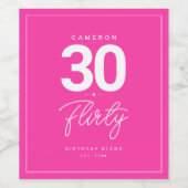 Einfache moderne 30 und Kokette Personalisierte Ne Weinetikett (Einzelnes Label)