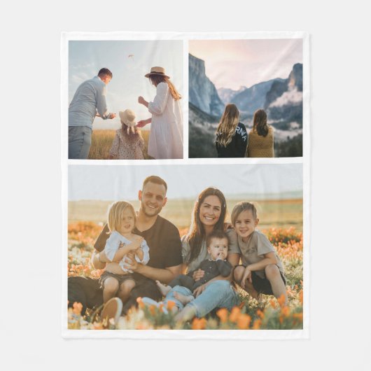 Einfache moderne 3-Foto Collage Blanket Fleecedecke (Vorderseite)