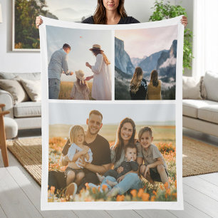 Einfache moderne 3-Foto Collage Blanket Fleecedecke