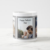 Einfache Moderne 3 Foto Happy Vatertag Jumbo-Tasse (Vorderseite)
