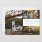 Einfache moderne 3-Foto Hochzeit Vielen Dank Dankeskarte (Vorderseite)