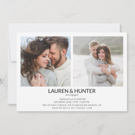 Einfache moderne 3-Foto-Script-Engagement-Partei Ankündigung (Rückseite)