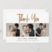 Einfache, moderne 3 Hochzeiten Fotos Dankeskarte (Vorne/Hinten)