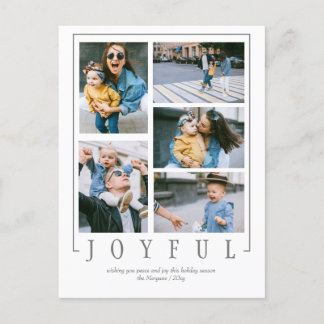 Einfache moderne 5 Fotos kundenspezifisch zusammen Feiertagspostkarte