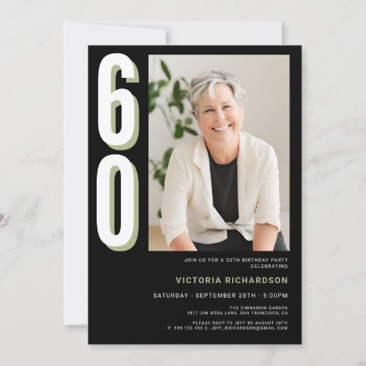 Einfache Moderne 60. Geburtstag Einladung (Vorderseite)