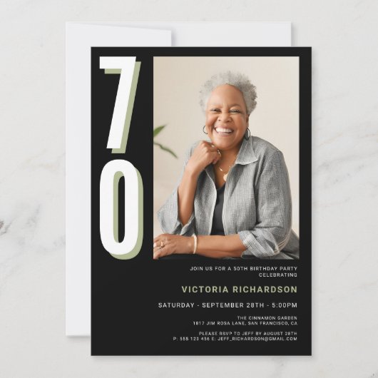 Einfache Moderne 70. Geburtstag Einladung (Vorderseite)