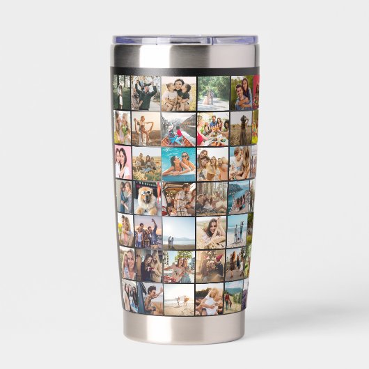 Einfache moderne 84-Foto Collage Thermobecher (Vorderseite)