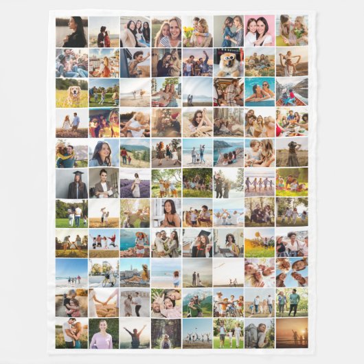 Einfache moderne 88-Foto Collage Fleecedecke (Vorderseite)