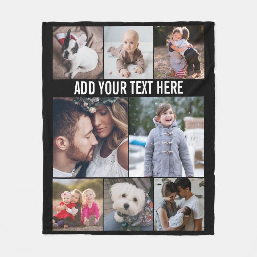 Einfache moderne 8-Foto Collage benutzerdefinierte Fleecedecke (Vorderseite)