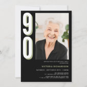 Einfache Moderne 90. Geburtstag Einladung (Vorderseite)