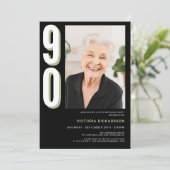 Einfache Moderne 90. Geburtstag Einladung (Stehend Vorderseite)