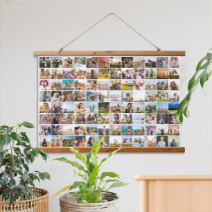 Einfache moderne 96 FotoCollage Wandteppich Mit Holzrahmen