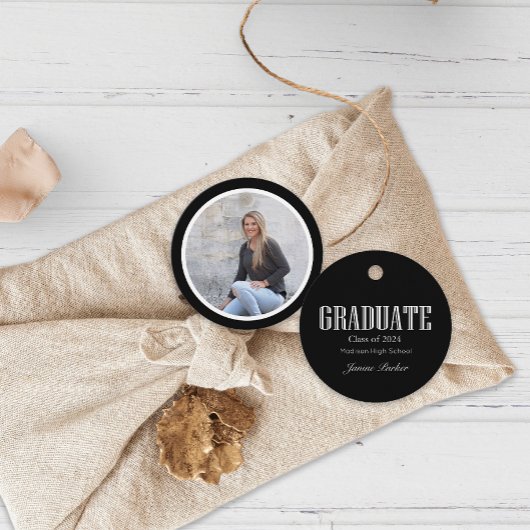 Einfache moderne Abschluss aus schwarzem Foto Geschenkanhänger