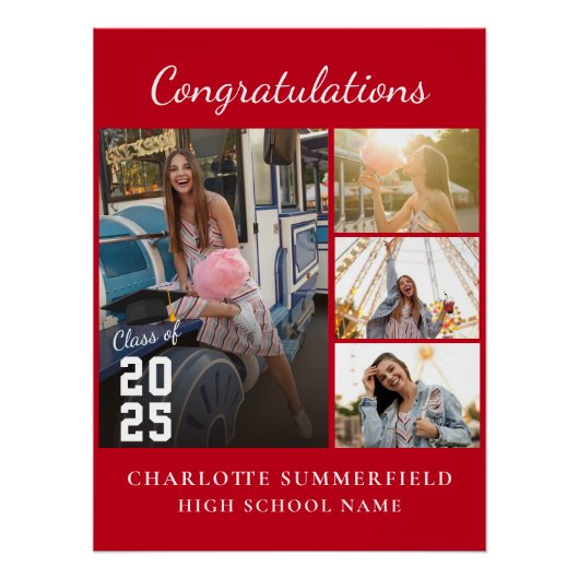 Einfache moderne Abschluss-Collage 2025 Poster (Vorderseite)