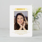 Einfache moderne Abschluss Foto Gold Script Folieneinladung (Stehend vorne)