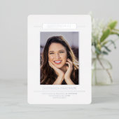 Einfache moderne Abschluss Foto Silver Script Folieneinladung (Stehend vorne)