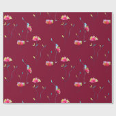 Einfache moderne abstrakte japanische Blume in ros Geschenkpapier (Flach)