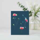 Einfache moderne abstrakte japanische Blume in ros Postkarte (Stehend Vorderseite)