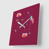 Einfache moderne abstrakte japanische rosa Blume Quadratische Wanduhr (Winkel)