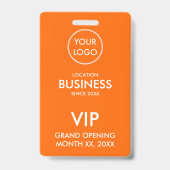 Einfache moderne Add-Logo-Orange-VIP-Pass Ausweis (Vorderseite)