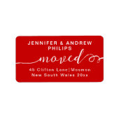 Einfache moderne Address Cherry Red Wedding Script Adressaufkleber (Vorne)