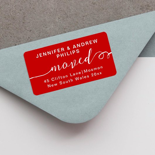 Einfache moderne Address Cherry Red Wedding Script Adressaufkleber