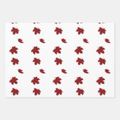 Einfache moderne Ahorn-Blätter Red Christmas Bow Geschenkpapier Set (Vorderseite 2)