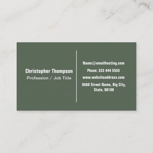 Einfache moderne Alpengrüne Minimalistische Monogr Visitenkarte (Rückseite)