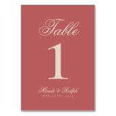 Einfache moderne Alt-Geld-Rose Hochzeit Tischnummer (Vorderseite)