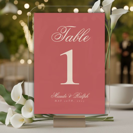 Einfache moderne Alt-Geld-Rose Hochzeit Tischnummer
