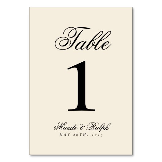 Einfache moderne Altes Geld Schwarz und Creme Hoch Tischnummer (Rückseite)